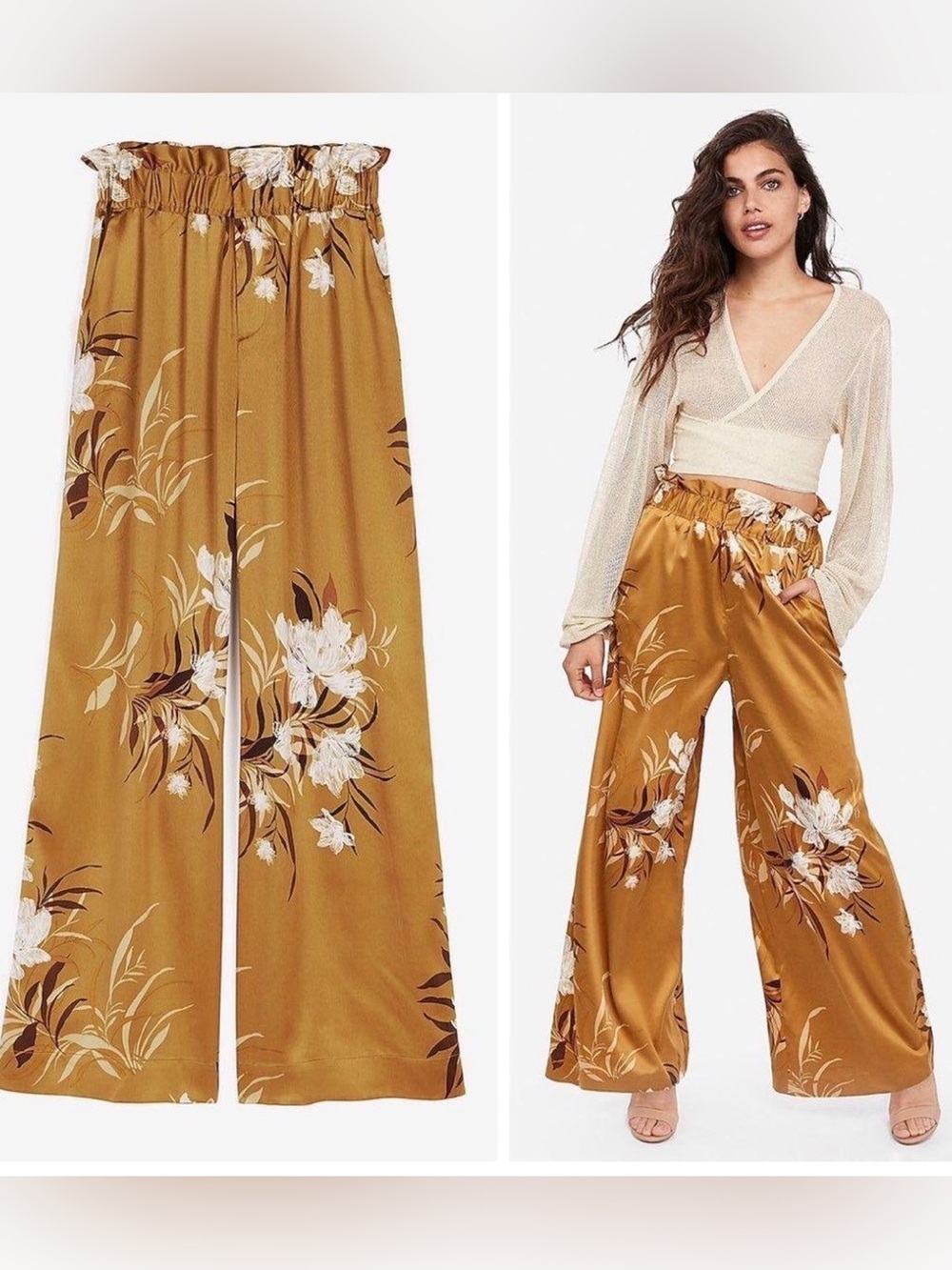 Express x Rocky Barnes wide Leg Floral Pants small